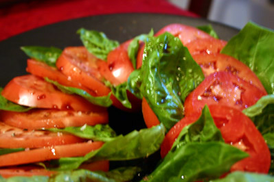Sliced Tomatoes with Fresh Basil and Aged Balsamic