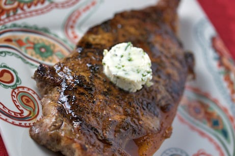 Cast Iron Steaks with Blue Cheese-Chive Butter