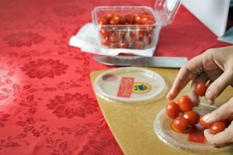 Tip for Halving Grape Tomatoes, Grapes