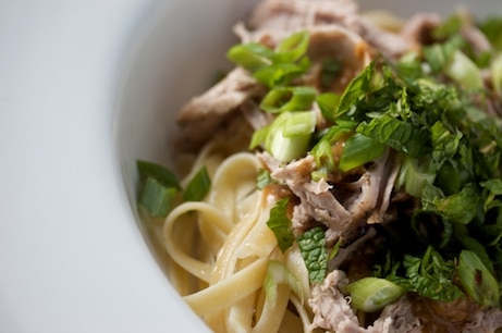 Noodles with Roast Pork and Almond Sauce with Honey Oranges » Big ...