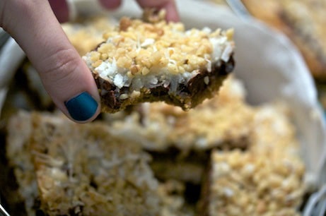 Hand holding a magic cookie bar.