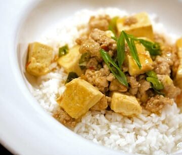 Mao pao tofu over rice.