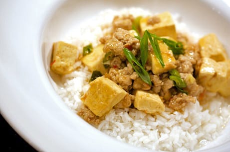 Mao pao tofu over rice.