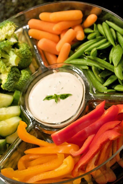 Crudite with dip.