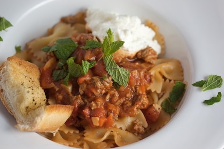 Farfalle with Lamb Ragù, Ricotta, and Mint