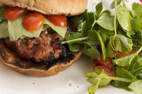 Turkey burger with salad.