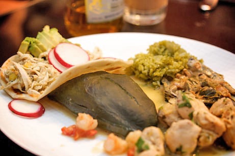 Assortment of Mexican food on a plate.