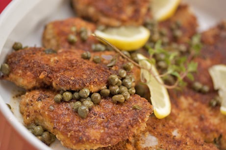 Breaded Pork Tenderloin with Lemon Caper Sauce