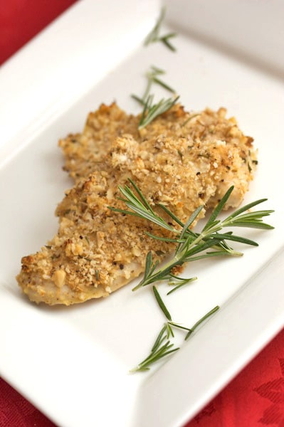 Crusted chicken breast with rosemary.