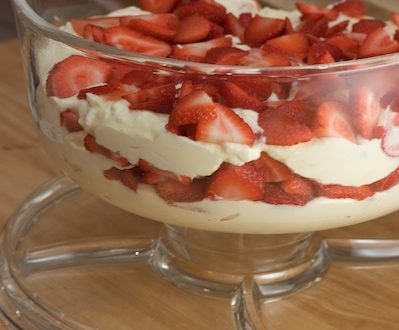 Lemon and White Chocolate Mousse Trifle with Strawberries