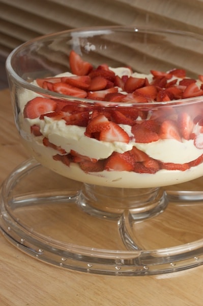 Lemon and White Chocolate Mousse Trifle with Strawberries