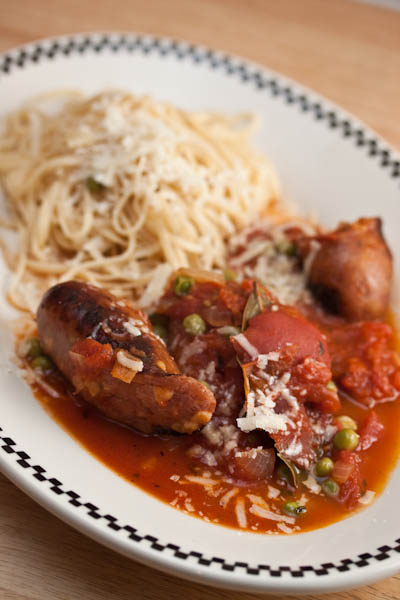 Chicken Sausage with Pasta and Tomato Sauce
