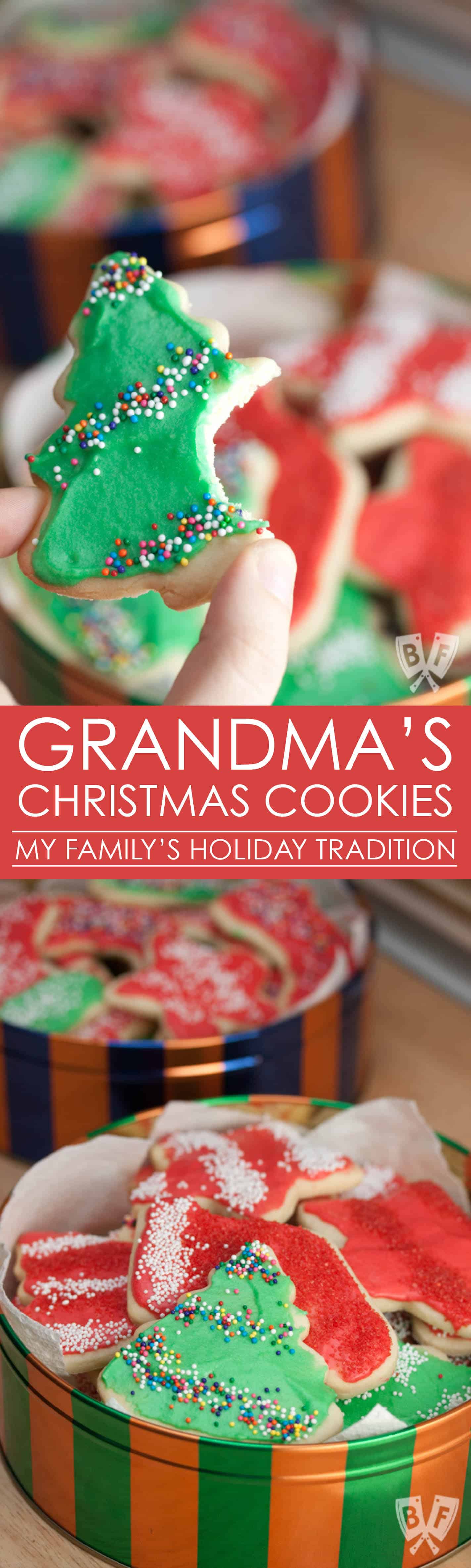 Nothing beats Grandma's recipes! These traditional roll out sugar cookies are a Christmas dessert that keep my grandma's memory alive. Get ready to break out the cookie cutters and decorative sprinkles for these festive treats!