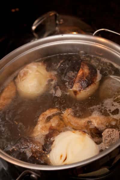 Pho stock simmering.