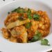 Bowl of chickpea and artichoke masala.