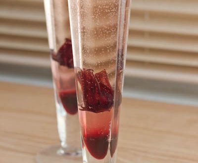 Prosecco with Hibiscus Flowers