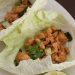 Chicken larb served in lettuce cups.