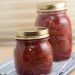 Jars full of rhubarb-raspberry jam.