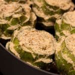 Stuffed artichokes before being cooked.