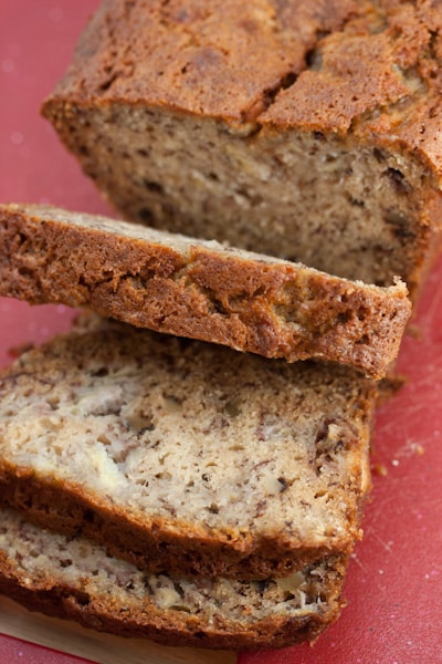 Banana bread slices.