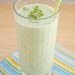 Avocado smoothie in a glass.