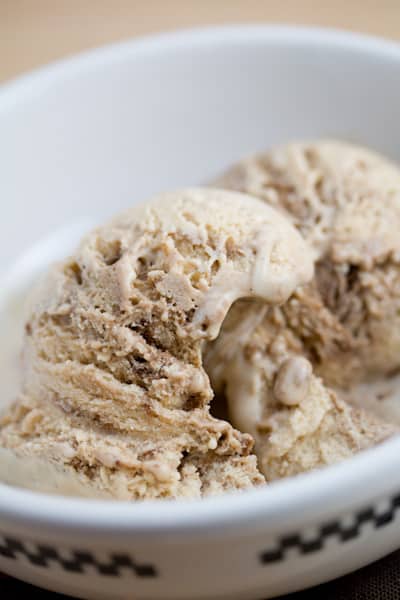 Close-up of ice cream with brown sugar and balsamic.