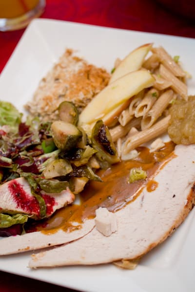 Assortment of food on a white plate.