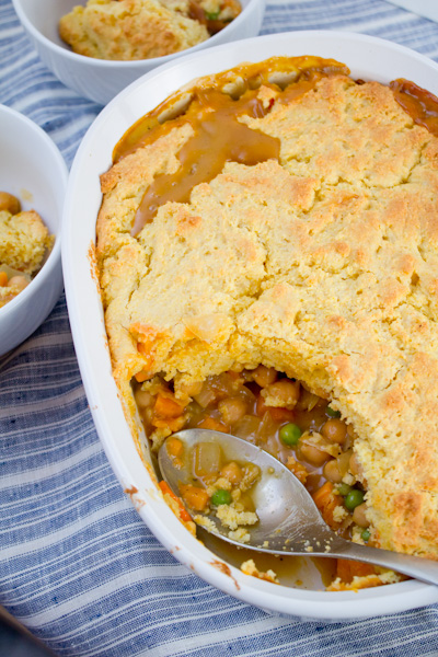 Chickpea Potpie with Cornbread Crust