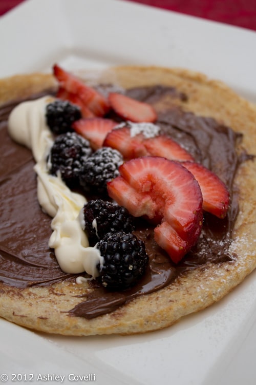 Crepes with Fresh Fruit, Nutella and Crème Fraîche
