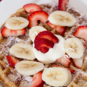 Belgian Waffles with Fresh Fruit and Crème Fraiche