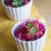 Ramekins of kohlrabi and beet slaw.
