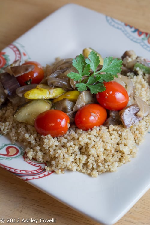 Sautéed veggies over quinoa.