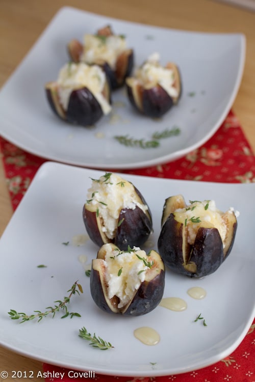 Figs stuffed with ricotta, honey, and fresh thyme.