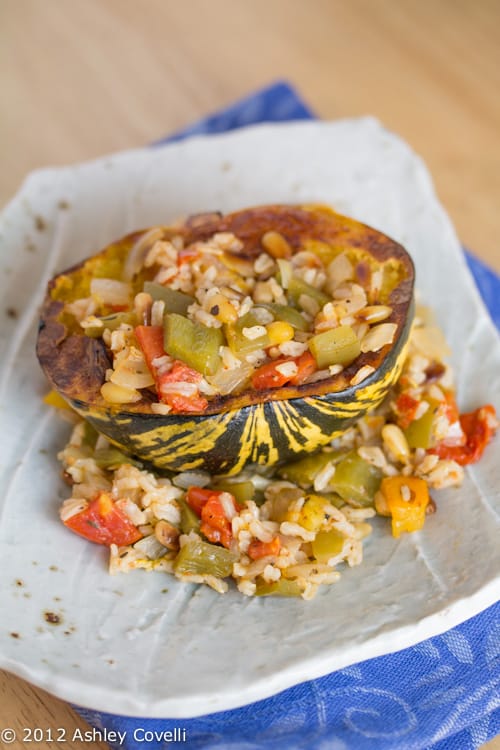 Stuffed sweet dumpling squash.