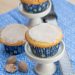 Nutmeg cupcakes with whole nutmeg and a microplane alongside.