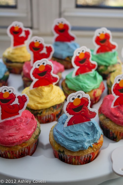 First Birthday Party: Colorful Elmo Cupcakes