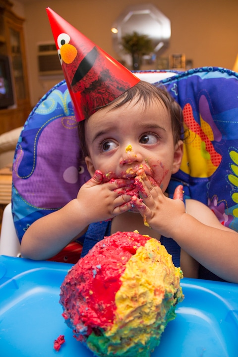 First Birthday Party: Colorful Elmo Cupcakes