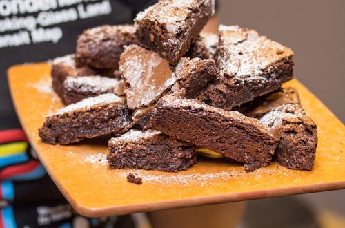 Tray of copycat Starbucks Espresso Brownies.