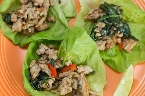 Spicy Thai Basil Chicken Lettuce Wraps