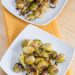 Plate of Mustard Roasted Brussels Sprouts with Capers.