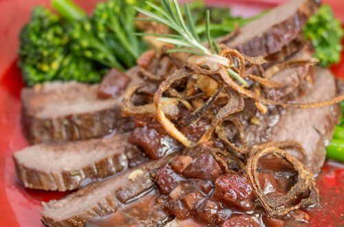 Strawberry-Rosemary Vodka Marinated Flank Steak
