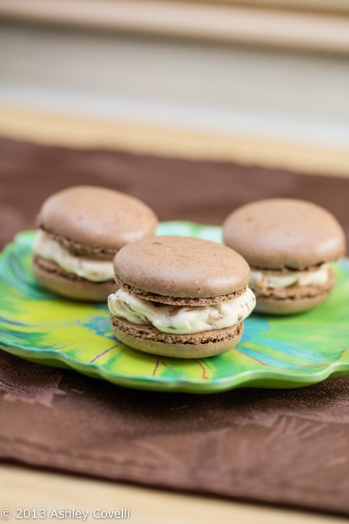 Chocolate Macarons with Espresso Salted Caramel Buttercream