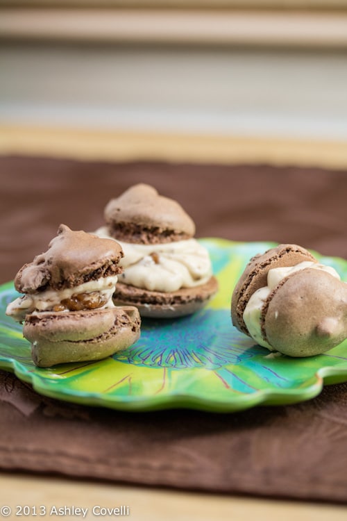 Chocolate Macarons with Espresso Salted Caramel Buttercream