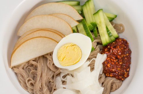 Korean Chilled Buckwheat Noodles with Chile Sauce (Bibim Naengmyun)
