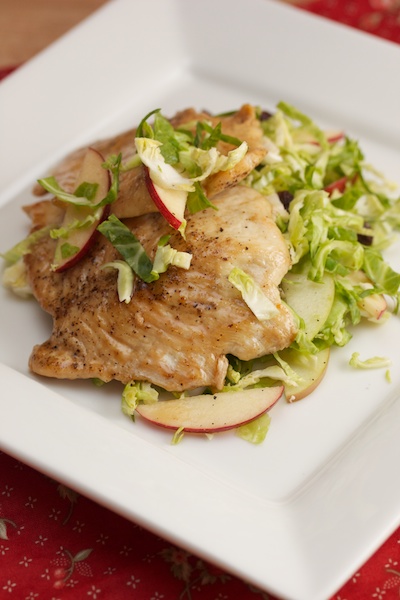 Maple-Glazed Chicken with Apple-Brussels Sprout Slaw