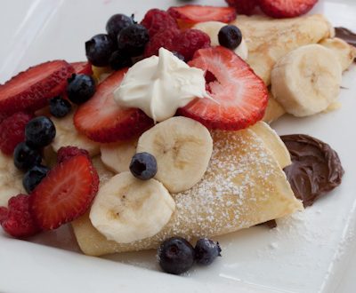 Crepes with Fresh Fruit, Nutella and Crème Fraiche