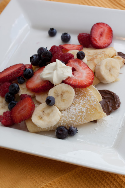Crepes with Fresh Fruit, Nutella and Crème Fraiche