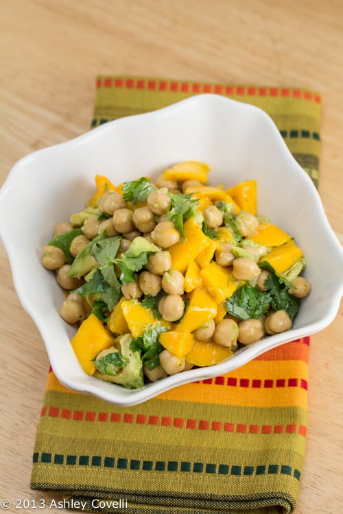 Bowl of Avocado Mango Lime Chickpea Salad.