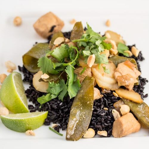 Soy-Ginger Marinated Chicken Stir-Fry with Forbidden Rice