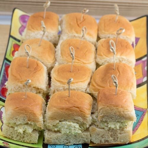 Chicken Salad Sliders on a platter.